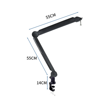 Adjustable Microphone Stand with Boom Arm & Cable Management | Versatile Desk Setup for Recording and Streaming