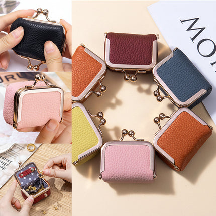 Mini Genuine Leather Jewelry Box with Gold Clasp | Compact Travel Organizer for Rings and Necklaces