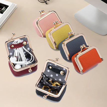 Mini Genuine Leather Jewelry Box with Gold Clasp | Compact Travel Organizer for Rings and Necklaces