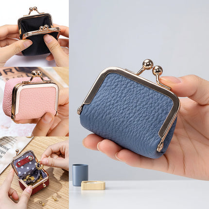 Mini Genuine Leather Jewelry Box with Gold Clasp | Compact Travel Organizer for Rings and Necklaces