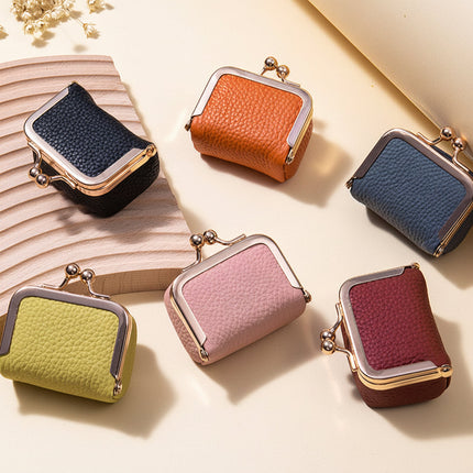 Mini Genuine Leather Jewelry Box with Gold Clasp | Compact Travel Organizer for Rings and Necklaces