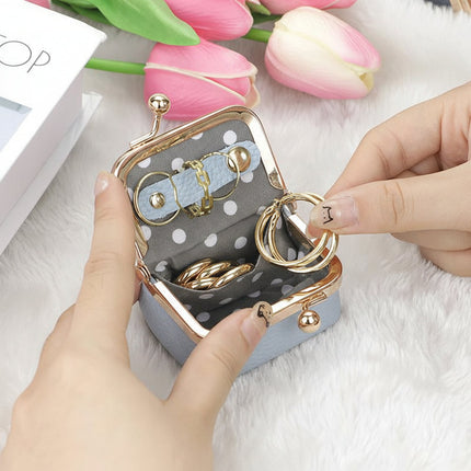 Mini Genuine Leather Jewelry Box with Gold Clasp | Compact Travel Organizer for Rings and Necklaces