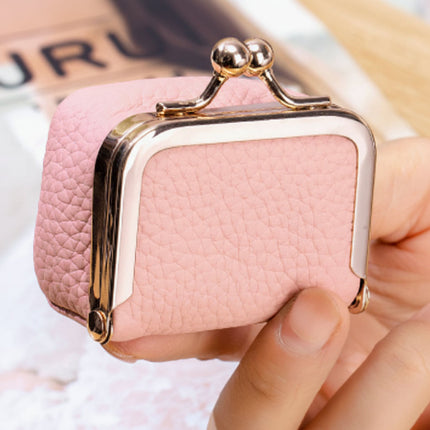 Mini Genuine Leather Jewelry Box with Gold Clasp | Compact Travel Organizer for Rings and Necklaces