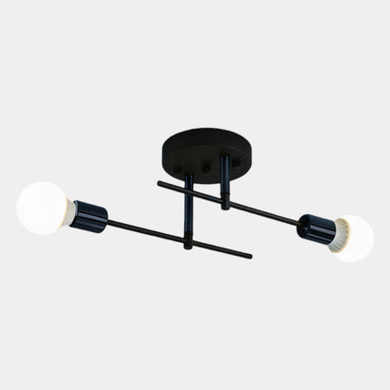 2-Light Ceiling Lamp with Black & Gold Design | Modern Flush Mount Chandelier for Soft Illumination