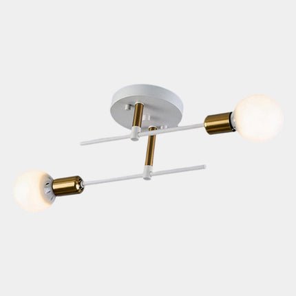 2-Light Ceiling Lamp with Black & Gold Design | Modern Flush Mount Chandelier for Soft Illumination