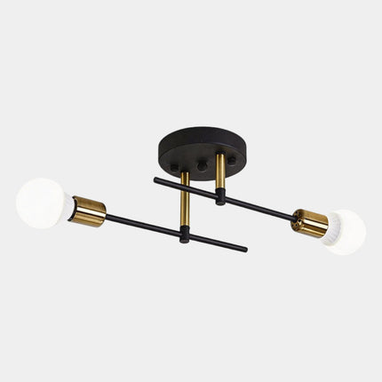 2-Light Ceiling Lamp with Black & Gold Design | Modern Flush Mount Chandelier for Soft Illumination