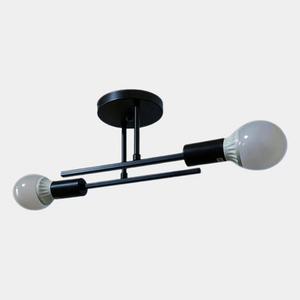 2-Light Ceiling Lamp with Black & Gold Design | Modern Flush Mount Chandelier for Soft Illumination