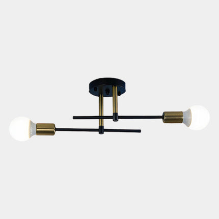 2-Light Ceiling Lamp with Black & Gold Design | Modern Flush Mount Chandelier for Soft Illumination