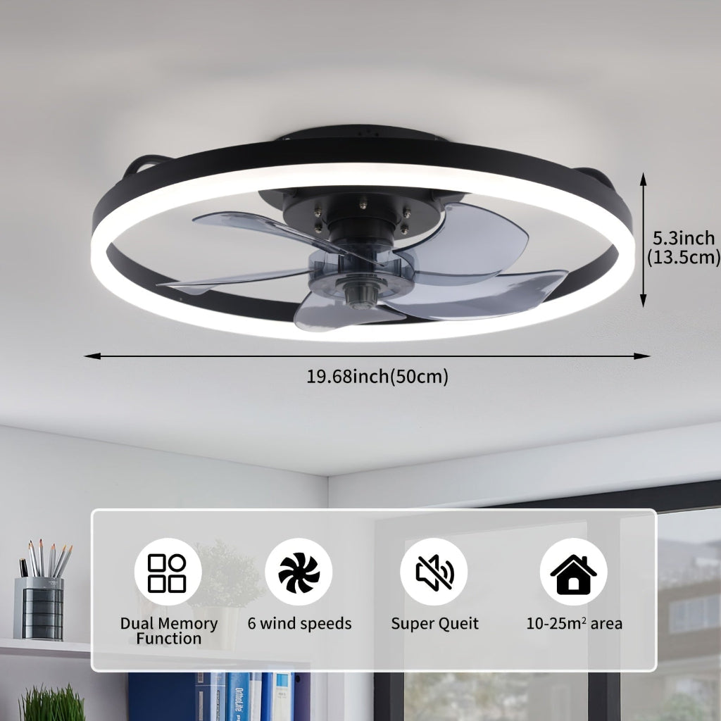 Modern Ceiling Fan Light | LED Flush Mount with Dimmable Lighting | 6-Speed Airflow Control for Comfortable Spaces 1