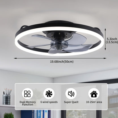 Modern Ceiling Fan Light | LED Flush Mount with Dimmable Lighting | 6-Speed Airflow Control for Comfortable Spaces 1