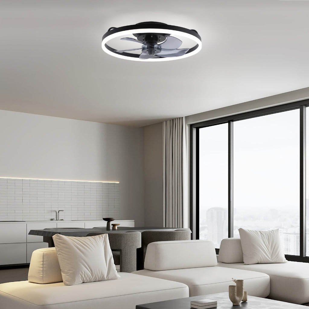 Modern Ceiling Fan Light | LED Flush Mount with Dimmable Lighting | 6-Speed Airflow Control for Comfortable Spaces 2