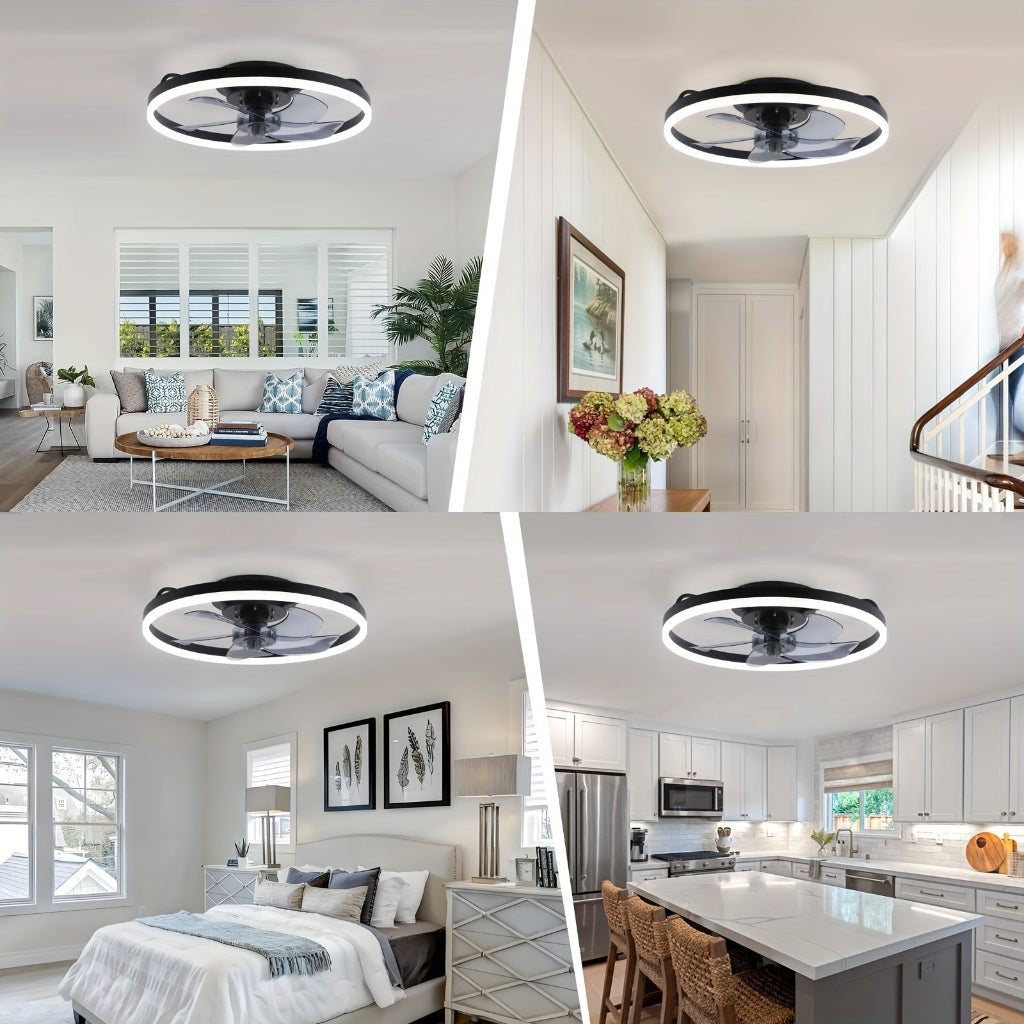 Modern Ceiling Fan Light | LED Flush Mount with Dimmable Lighting | 6-Speed Airflow Control for Comfortable Spaces 3