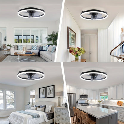 Modern Ceiling Fan Light | LED Flush Mount with Dimmable Lighting | 6-Speed Airflow Control for Comfortable Spaces 3