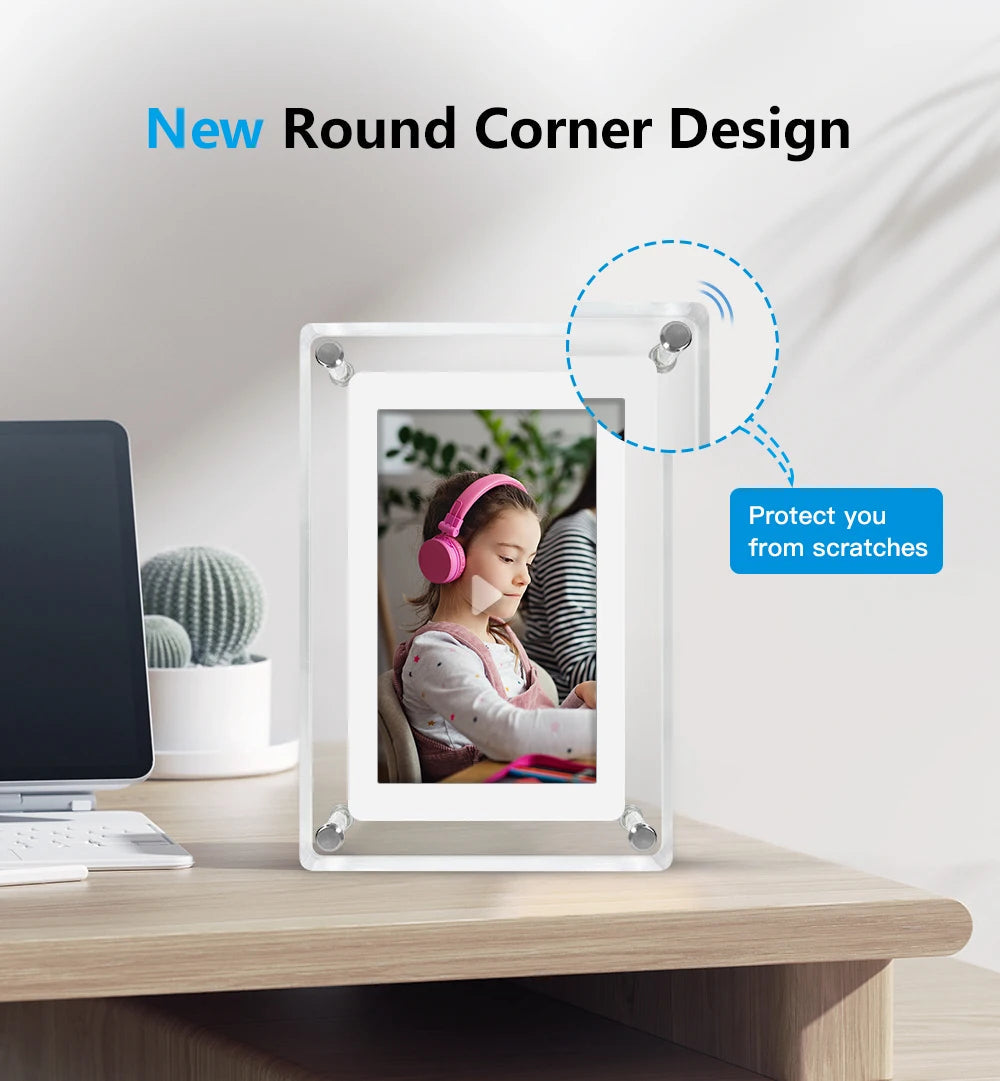 Modern Digital Picture Frame | Acrylic Design with IPS Display & Rechargeable Battery | Perfect for Home and Office 3