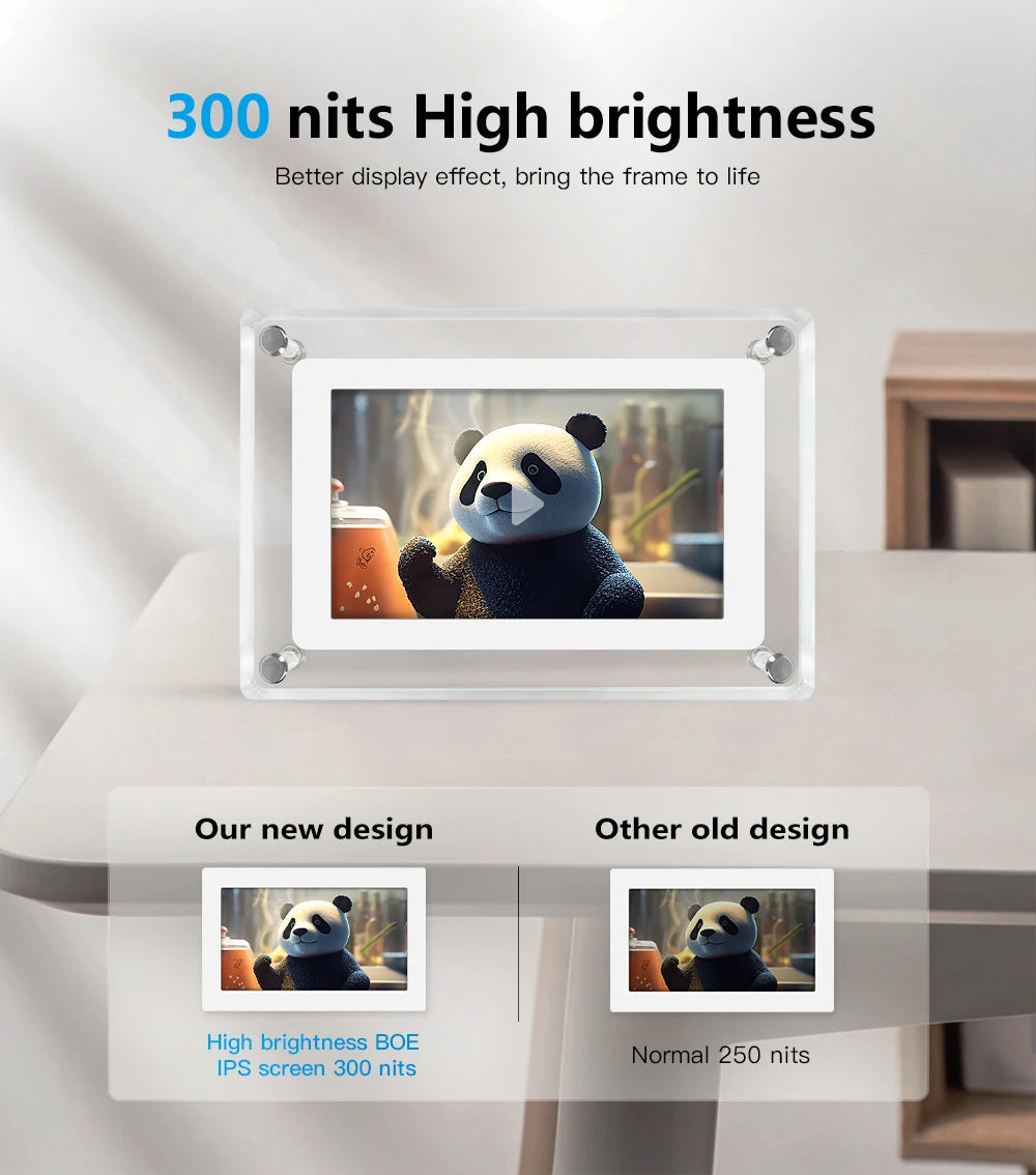 Modern Digital Picture Frame | Acrylic Design with IPS Display & Rechargeable Battery | Perfect for Home and Office 5