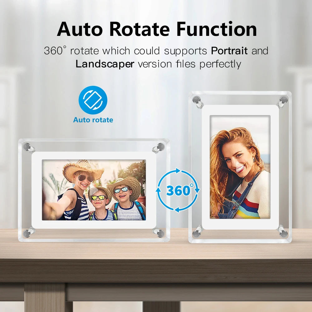 Modern Digital Picture Frame | Acrylic Design with IPS Display & Rechargeable Battery | Perfect for Home and Office 6