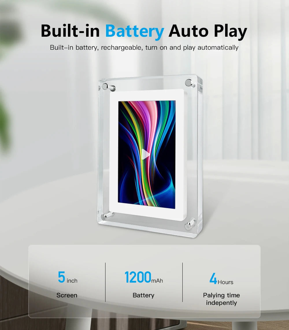 Modern Digital Picture Frame | Acrylic Design with IPS Display & Rechargeable Battery | Perfect for Home and Office 7