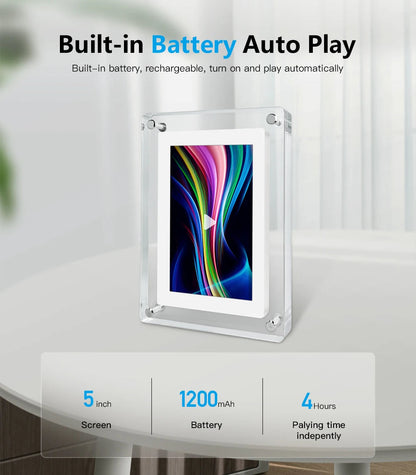 Modern Digital Picture Frame | Acrylic Design with IPS Display & Rechargeable Battery | Perfect for Home and Office 7