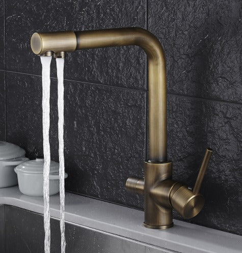 Modern Double Handle Kitchen Faucet with Integrated Water Filter | Stylish Design for Clean Drinking Water 2