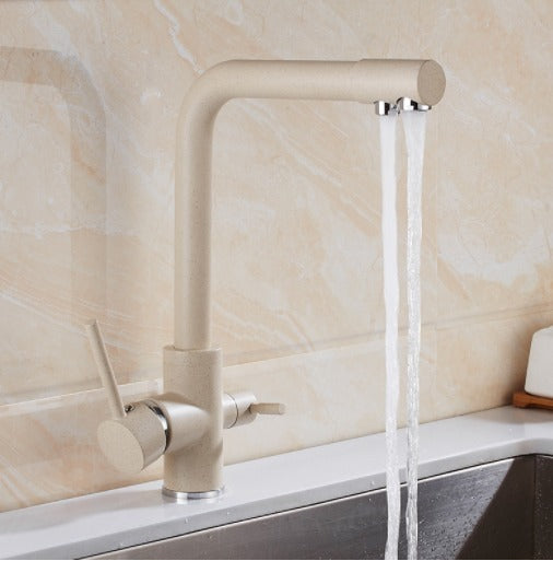 Modern Double Handle Kitchen Faucet with Integrated Water Filter | Stylish Design for Clean Drinking Water 3