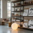 Modern Floor Lamp with Globe Shade | Minimalist Resin Design for Soft Ambient Lighting 0