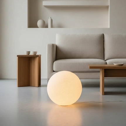 Modern Floor Lamp with Globe Shade | Minimalist Resin Design for Soft Ambient Lighting 2