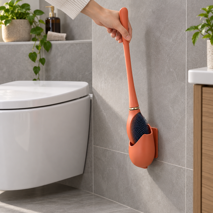 Toilet Brush Wall Mounted, Silicone Toilet Brush with Long Handle, Toilet Bowl Brush for Bathroom Cleaning_04
