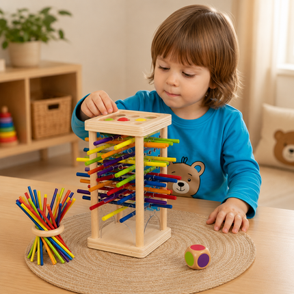 Montessori Wooden Skill Game for Concentration and Color Matching | Educational Fun for Toddlers and Family Play