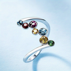 Birthstone Rings for Women, Silver Plated Zircon Ring, Open Cubic Zirconia Ring, Mothers Day Gift for Mom, Gift for Her_00