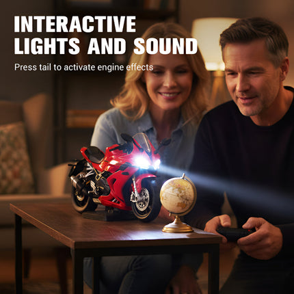 1:12 Scale Diecast Motorcycle Model with Sound and Light | Durable Alloy Display for Collectors