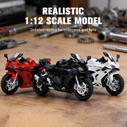 1:12 Scale Diecast Motorcycle Model with Sound and Light | Durable Alloy Display for Collectors