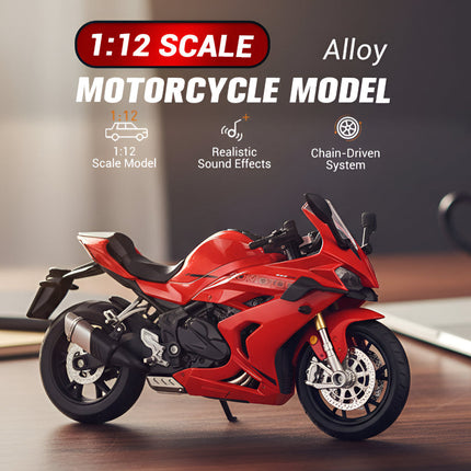 1:12 Scale Diecast Motorcycle Model with Sound and Light | Durable Alloy Display for Collectors