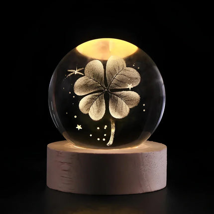 Crystal Ball Night Light with 3D Planet Engraving | Soft LED Glow for Calming Ambiance