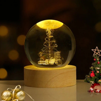 Crystal Ball Night Light with 3D Planet Engraving | Soft LED Glow for Calming Ambiance