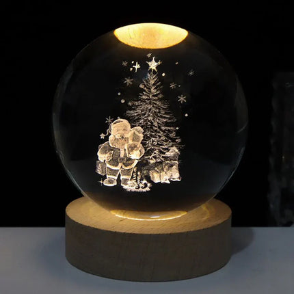 Crystal Ball Night Light with 3D Planet Engraving | Soft LED Glow for Calming Ambiance