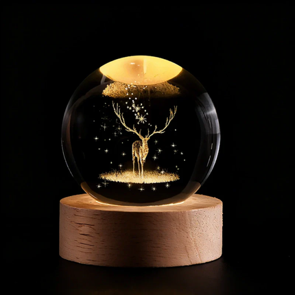 Crystal Ball Night Light with 3D Planet Engraving | Soft LED Glow for Calming Ambiance