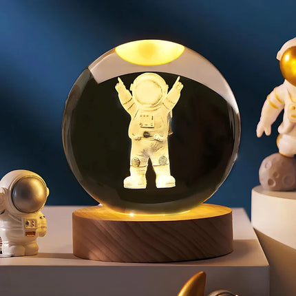 Crystal Ball Night Light with 3D Planet Engraving | Soft LED Glow for Calming Ambiance