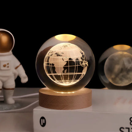 Crystal Ball Night Light with 3D Planet Engraving | Soft LED Glow for Calming Ambiance