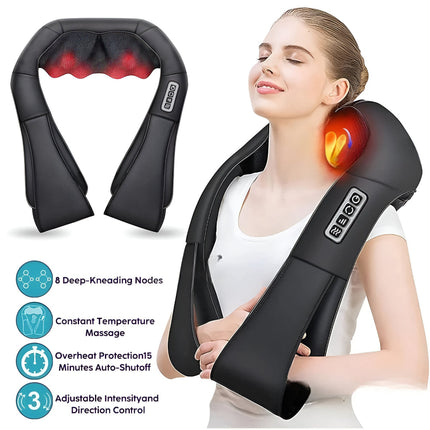 Shiatsu Neck Massager with Heat Function for Home & Car Use | Deep Kneading Relief for Neck and Back