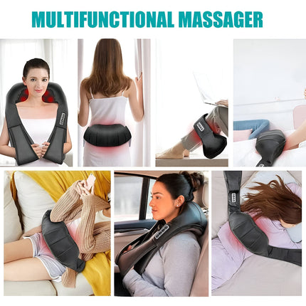 Shiatsu Neck Massager with Heat Function for Home & Car Use | Deep Kneading Relief for Neck and Back