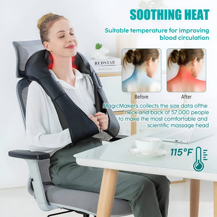 Shiatsu Neck Massager with Heat Function for Home & Car Use | Deep Kneading Relief for Neck and Back