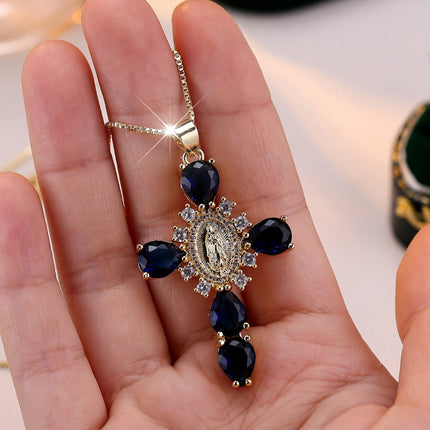 Gold Cross Necklace with Cubic Zirconia | Elegant Religious Pendant for Everyday Wear and Meaningful Gifts