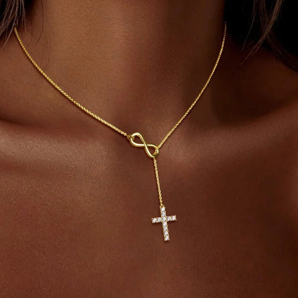 Infinity Cross Necklace with Adjustable Fit | Dainty Gold Jewelry for Everyday Faith and Meaningful Gifting