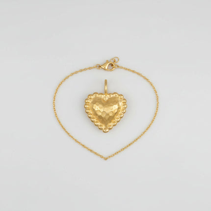 Gold Heart Pendant Necklace with Hammered Design | Elegant 18kt Gold Plated Jewelry for Everyday Wear
