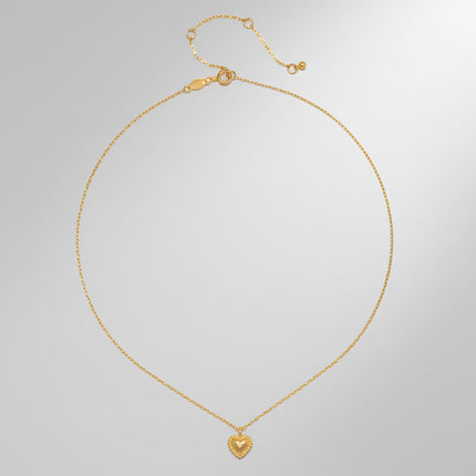 Gold Heart Pendant Necklace with Hammered Design | Elegant 18kt Gold Plated Jewelry for Everyday Wear