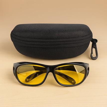 Night Driving Glasses with Yellow-Tinted Lenses for Reduced Headlight Glare | Wraparound Design for Clearer Night Vision