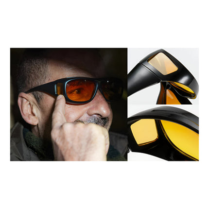 Night Driving Glasses with Yellow-Tinted Lenses for Reduced Headlight Glare | Wraparound Design for Clearer Night Vision