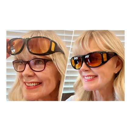 Night Driving Glasses with Yellow-Tinted Lenses for Reduced Headlight Glare | Wraparound Design for Clearer Night Vision
