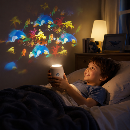Night Light Projector with Rotating Ocean Display | Adjustable Brightness for Calming Bedtime Glow
