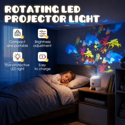 Night Light Projector with Rotating Ocean Display | Adjustable Brightness for Calming Bedtime Glow